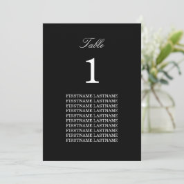 Gäst Namn Elegant Black Bord Card
