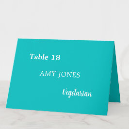 Gäst Namn Meal Choice Aqua Turquise Place Card Bordsnummer