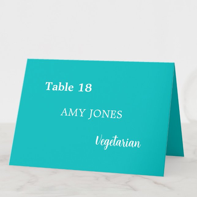 Gäst Namn Meal Choice Aqua Turquise Place Card Bordsnummer (Skapare uppladdad)