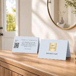 Gäst välkomst QR-kod blå hotellrumskort Placeringskort