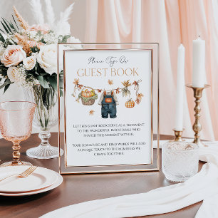 Gästbabystövel för Bok-tecken Pumpkin Rustic Fall Poster