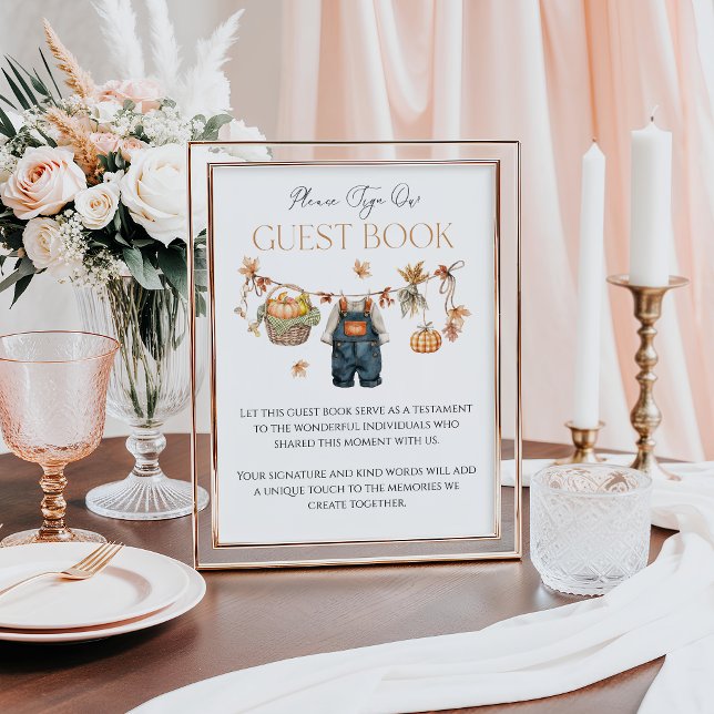 Gästbabystövel för Bok-tecken Pumpkin Rustic Fall  Poster (Skapare uppladdad)