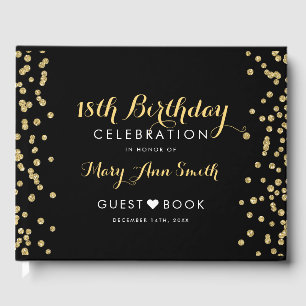 Gästbok 18:e födelsedagen Guld Glitter confetti Bl