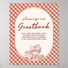 Gästbok  Baby Q BBQ Par Baby Shower Poster