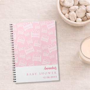 Gästbok Baby Shower Flicka rosa vita spjälsängar Anteckningsbok
