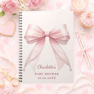 Gästbok Baby Shower rosa band pärlor prisvärd Anteckningsbok