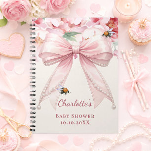 Gästbok Baby Shower rosa blomsterbukett blivande m Anteckningsbok