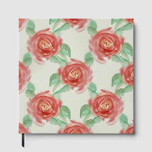Gästbok Eleganta röda rosor akvarell blommönster