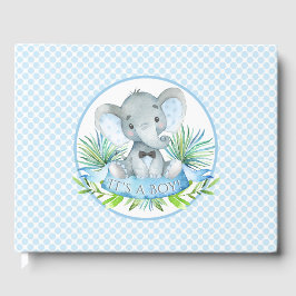 Gästbok för baby shower med pojke elefant