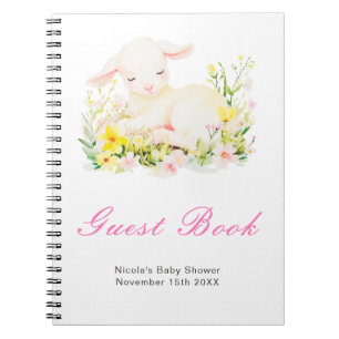 Gästbok för vårfår till baby shower anteckningsbok