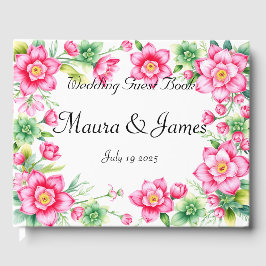 Gästbok med rosa blommor