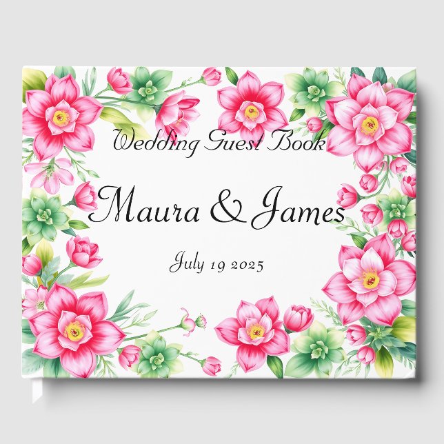 Gästbok med rosa blommor (Framsida)