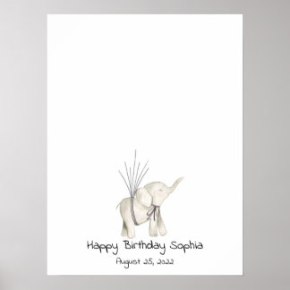 Gästbok med tumavtryck från baby elefant poster
