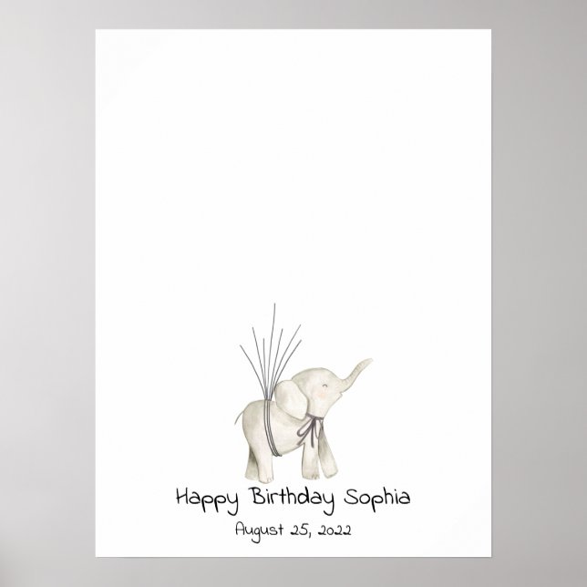 Gästbok med tumavtryck från baby elefant poster (Framsidan)