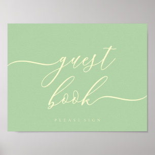 Gästbok Pistage & Crème Enkel Signatur Poster