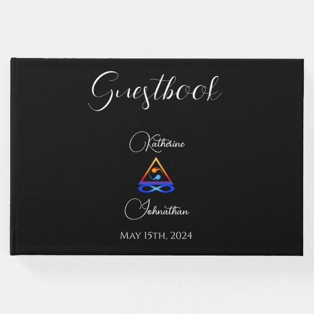 Gästbok = Twin Flame-symbol -Svart- (Framsida)