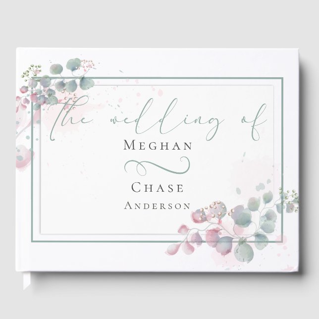 Gästbok | Vår Watercolor Eucalyptus Foliage (Framsida)