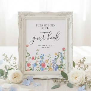Gästbok Vildblomma Bröllopsskylt Poster