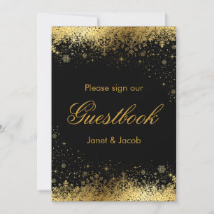 Gästboken undertecknar - den svart och guld- julkort