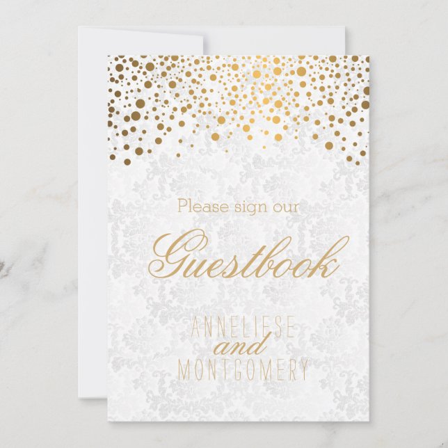 Gästbokssignering - Stylish Gold Confetti (Framsida)