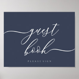 Gästbokssköld enfärgad marinblå poster