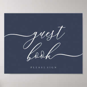 Gästbokssköld enfärgad marinblå poster