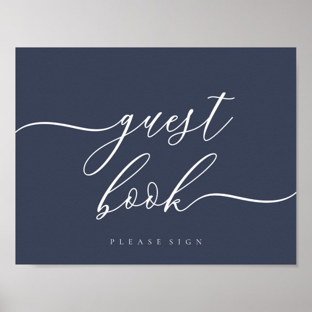 Gästbokssköld enfärgad marinblå poster (Framsidan)