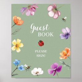Gästbokssköld för vildblomma Lovebug-fest Poster