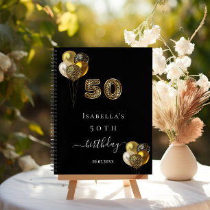 Gästdjur bok 50-årsdag, svart guld leoparddjur anteckningsbok