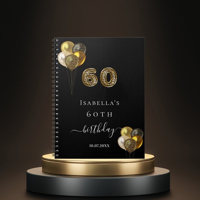 Gästdjur bok 60-årsdag, svart guld leoparddjur anteckningsbok (Skapare uppladdad)