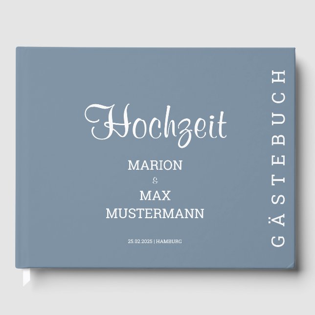Gästebuch Hochzeit Dusty Blue 01 Gästböcker (Framsida)