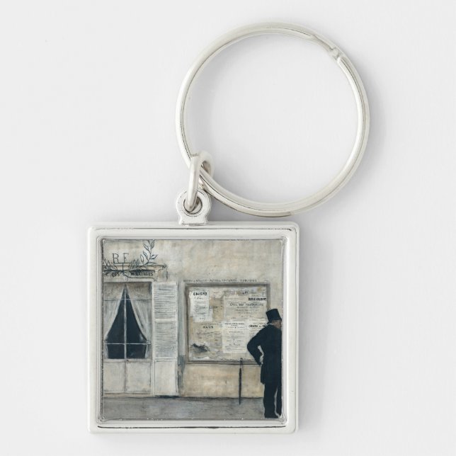 Gäster som väntar bröllopceremonin fyrkantig silverfärgad nyckelring (Framsidan)