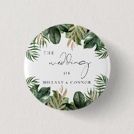 Gästförmån för Tropical lövs elegant bröllop Knapp