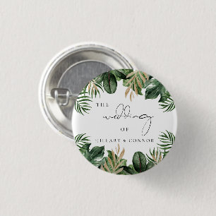 Gästförmån för Tropical lövs elegant bröllop Knapp