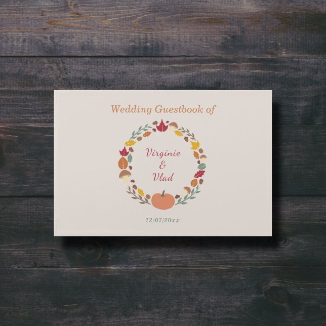 Gästgäst i Bok vid krans- och fallbröllop (Fall Wedding Guest Book)