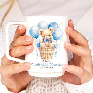 Gästgåva med Nallen Balloon för Boy Baptism Kaffemugg