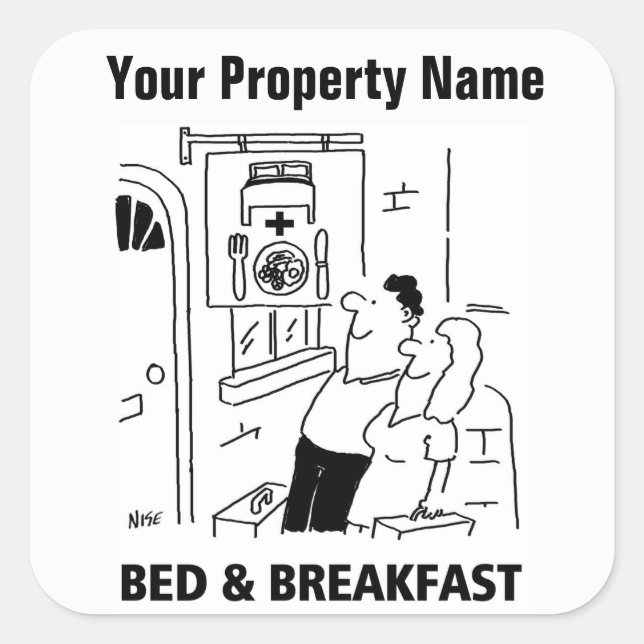Gästhus Bed & Breakfast Stickers Fyrkantigt Klistermärke (Framsida)
