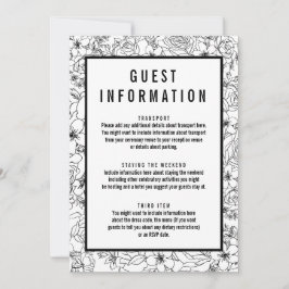 Gästinfo för enkel svartvit blommigt inbjudningar