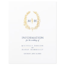 Gästinfo om bröllop för Blue guld monogram wandean