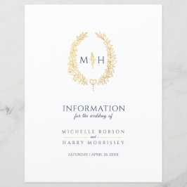 Gästinfo om bröllop för Blue guld monogram wandean