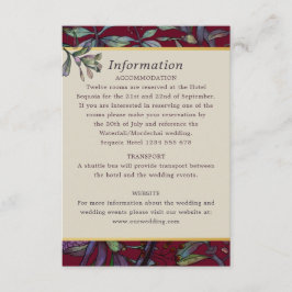Gästinformation för Burgundy leafy blommigt bröllo Tilläggskort
