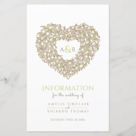 Gästinformation för Cream tulip-hjärta bröllop