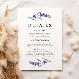 gästinformation för elegant blommigt lavender bröl tilläggskort