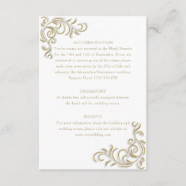 Gästinformation för elegant guld rulla tilläggskort