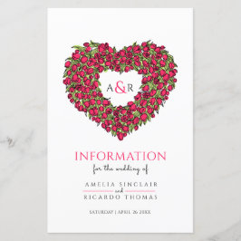 Gästinformation för Red tulip-hjärta bröllop