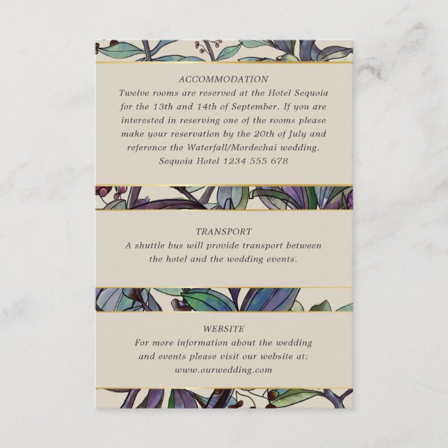 Gästinformation om botaniska gäster i bröllop med  tilläggskort (Framsida)