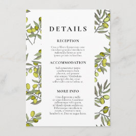 gästinformation om Olive gren mönster bröllop Tilläggskort