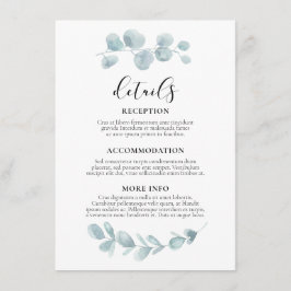 Gästinformation om vattenfärgsgrå bröllop tilläggskort