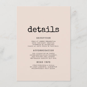 Gästinformation om vintagens minimalistskrivmaskin tilläggskort