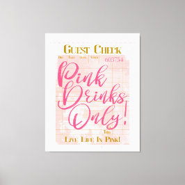 Gästkontroll Inleverans Rosa Drinks Preppy Feminin Canvastryck